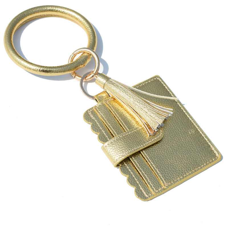 Wholesale Fashion Leopard Print PU Leather Tassel Coin Purse Keychain